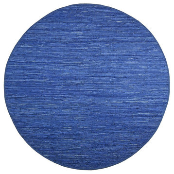 Blue Matador Leather Chindi (3'x3') Round Rug