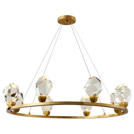 Zagarise | Circle/Linear Diamond Crystal Chandelier for Bedroom, Ring23,6"