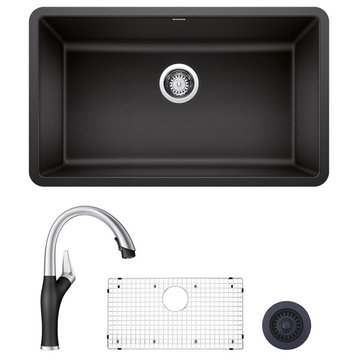 Blanco Precis Single Sink Kit with Pull-Down Faucet, Anthracite