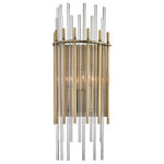 Hudson Valley Lighting - Wallis, 2 Light, Wall Sconce, Aged Brass Finish, Clear Glass - From the side or from underneath, Wallis presents an interesting perspective. By layering glass and metal rods at staggered but even lengths in a classic drum shape, Wallis manages to feel both contemporary and familiar. At the same time, it directs light vertically and diffuses it horizontally.