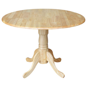 42" Round Dual Drop Leaf Pedestal Table, Natural