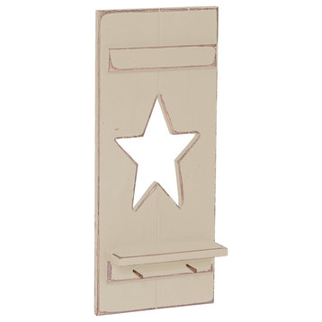Farmhouse Shutter with Star Cut-Out, Antique White