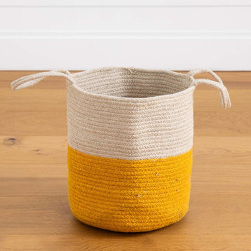 12" Handmade Natural Cotton Woven Basket Planter