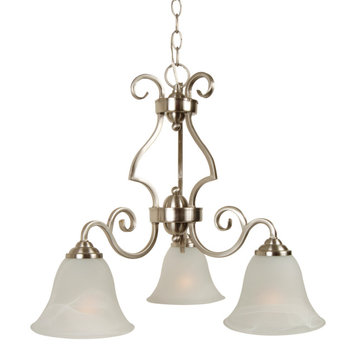 Cecilia 3 Light Down Chandelier In Brushed Polished Nickel (7121BNK3)
