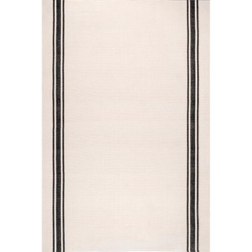 nuLOOM Handmade Cotton Clarissa Flatweave Casual Stripe Area Rug, Ivory, 5'x8'