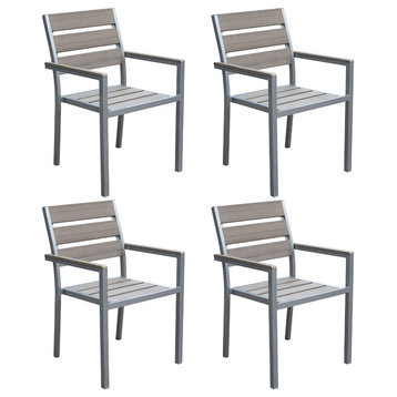 CorLiving Gallant Sun Bleached Gray Outdoor Dining Chairs, Set of 4
