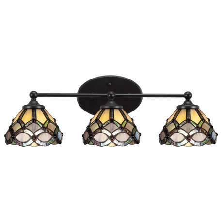 Capri 3-Light Bath Bar, Matte Black/Grand Merlot Art