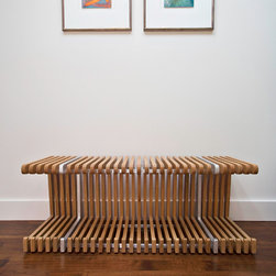 Oak and Aluminum Shoe Bench - Accent And Storage Benches