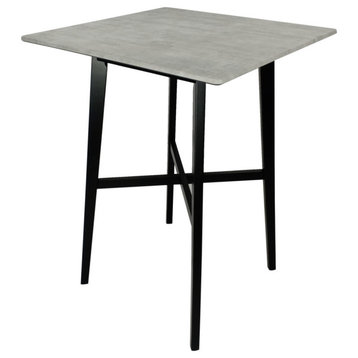 Kenilworth Modern Resin Square Bar Table, Gray Cement/Black