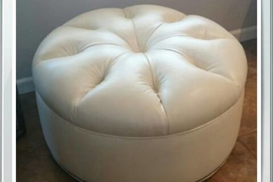 reupholstery of round ottoman