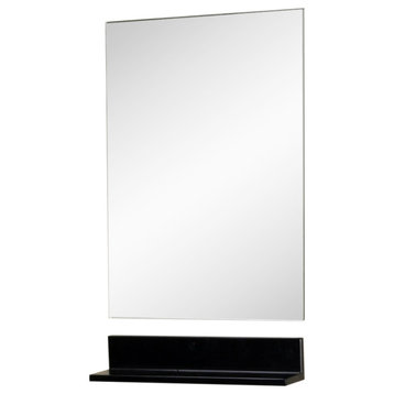 [S]Solid Wood Frame Beveled Mirror with Wall Shelf by Bellaterra Home