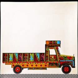 Deco Truck Large Square Ceramic Platter - Serving Dishes And Platters