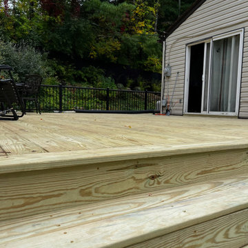 Large pressure treated wood deck