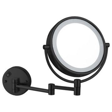 Matte Black Double Face LED 7x Magnifying Mirror, Hardwired