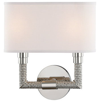 Hudson Valley Dubois 2 Light Wall Sconce, Polished Nickel