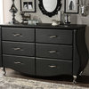 Enzo Modern and Contemporary Black Faux Leather 6-Drawer Dresser
