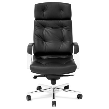 Perot Modern Fully Reclining Adjustable Executive Chair Black Top Grain Leather
