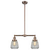 Small Bell 2-Light LED Chandelier, Antique Copper, Glass: Clear
