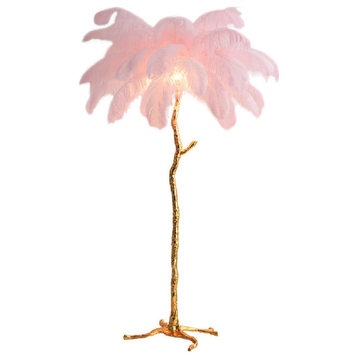 Nordic Feather 67" Novelty Floor Lamp, Pink