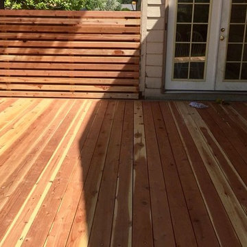 Redwood deck with privacy wall