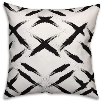 Black Brush Strokes Throw Pillow, 16"x16", Cover Only