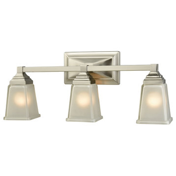Sinclair 3-Light for The Bath, Brushed Nickel With Frosted Glass
