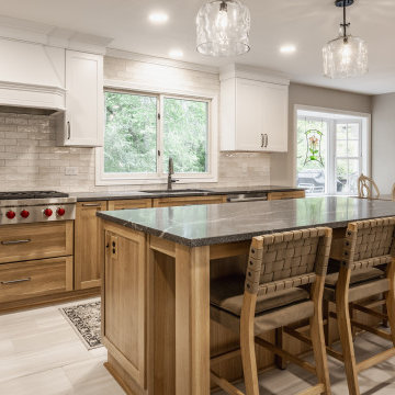 Transitional Carmel Kitchen Remodel | White Oak & Quartz