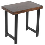 SeventhStaRetail - Rustic Wood Industrial side table Black Base - Crafted from reclaimed rustic solid pine wood, this piece showcases a rectangular silhouette with metal legs, while two neutral tones allow it to blend with your existing color scheme. Measuring 26'' H x 27'' W x 17'' D, it includes plenty of room to perch a lamp or keep books on display in the living room with its two lower shelves. Assembly for this product is required.