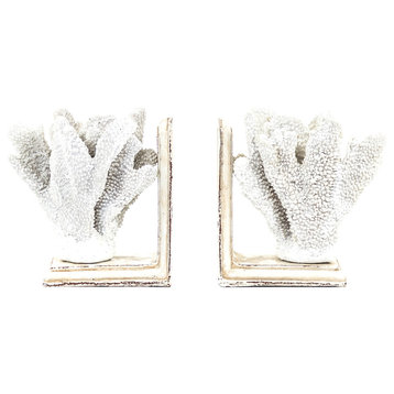 White Coral Bookends, Set of 2