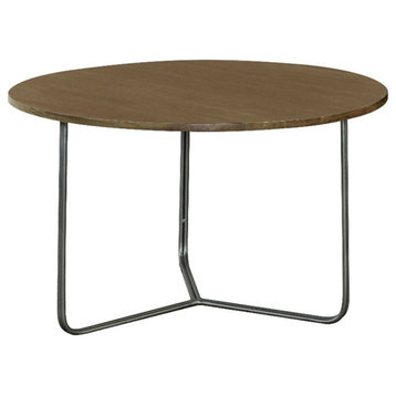 Coaster Yaritza 30" Round Wood Top Accent Table in Natural/Gunmetal