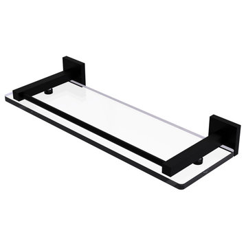 Montero 16" Glass Shelf with Gallery Rail, Matte Black