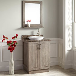 24" MONTARA TEAK VANITY FOR SEMI-RECESSED SINK - GRAY WASH - Bathroom Vanities And Sink Consoles