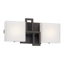Mitered White Glass 1 Light Bath Vanity by George Kovacs  in Sable Bronze Finish - Lighting