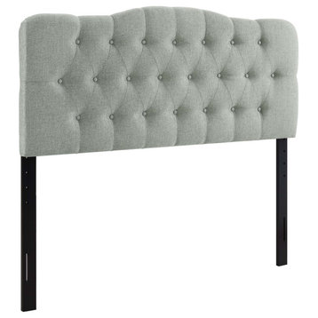 Annabel Queen Tufted Upholstered Fabric Headboard, Gray