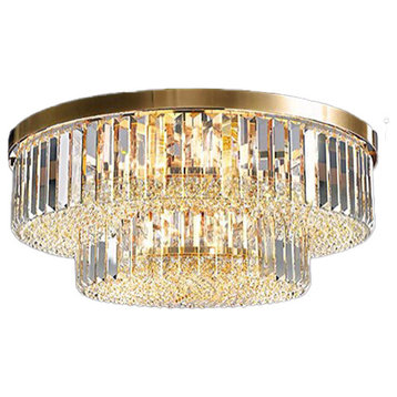 Contemporary crystal ceiling chandelier for living room, dining room, bedroom, 23.6"