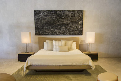 Example of a trendy master bedroom design in Dallas