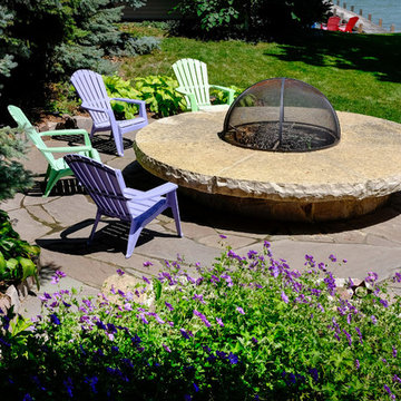 Contemporary Stone Fire Pit - Oconomowoc