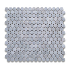 Circular Wall And Floor Tiles Houzz Stone Center Corp 12 X12 Carrara White Penny Round Mosaic Tile Polished