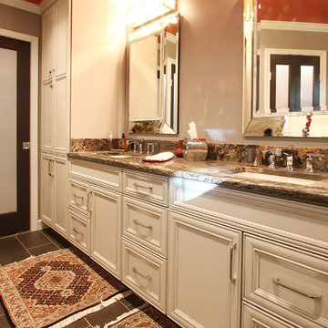 Eclectic Master Bath | Dura Supreme Grey Cabinets