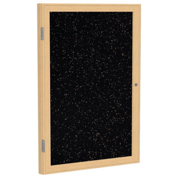 Ghent's Wood 36" x 30" 1 Door Enclosed Rubber Bulletin Board in Speckled Tan