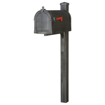 Berkshire Curbside Mailbox and Wellington Decorative Post, Swedish Silver