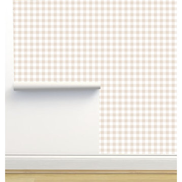 Gingham Warm Beige Wallpaper by Erin Kendal, Sample 12"x8"