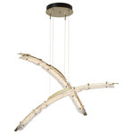 Hubbardton Forge - Hubbardton Forge 137587-STND-89-ZM Glissade Double Large LED Pendant in Ink - If you thought the Glissade Large Pendant was beautiful, how would you describe the Double? With crisscrossing, large, hand-poured, curved glass elements, the Glissade Double Large LED Pendant is just stunning. The heavily-fritted surfaces of the glass gives an organic feel to the contemporary style of this chandelier. Form and function combine with this Glissade to make it well-suited to a variety of interior applications.