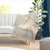 Touch of Blush Striped Throw Blanket With Fringe