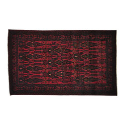 RED AFGHAN BALUCHI 100 PERCENT WOOL HAND KNOTTED ORIENTAL RUG - Area Rugs