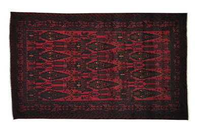RED AFGHAN BALUCHI 100 PERCENT WOOL HAND KNOTTED ORIENTAL RUG