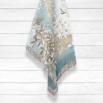 Laural Home Winter Wonderland Woven Throw with Fringe Edge, 60" X 80"