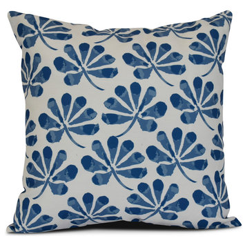 20x20", Floral Outdoor Pillow, Blue