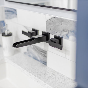 Bathroom remodeling in Columbia, MD with double vanity & marble bathtub