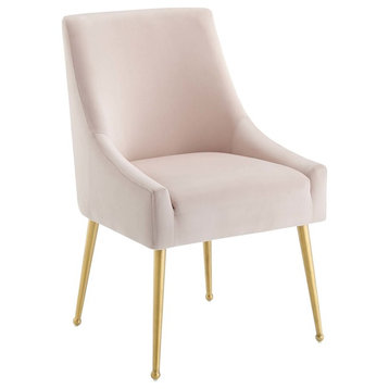 Discern Upholstered Performance Velvet Dining Chair, Pink